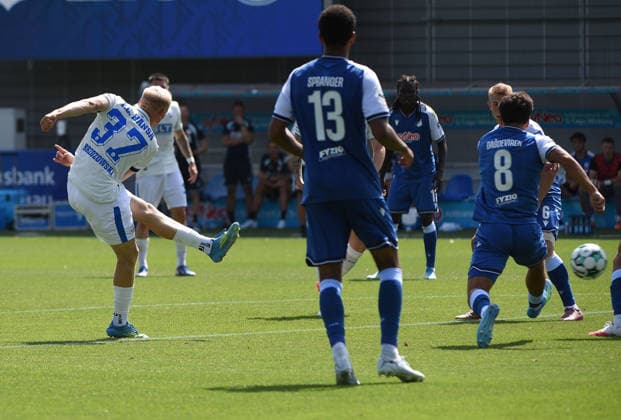 09.08.2026, xhbx, Fussball 3.Liga, TSG 1899 Hoffenheim U23 - Hansa Rostock v.l. Milosz Brzozowski (Hansa Rostock) (DFL DFB REGULATIONS PROHIBIT ANY USE OF PHOTOGRAPHS as IMAGE SEQUENCES and or QUASI-VIDEO) Hoffenheim *** August 9, 2026, xhbx, Soccer 3rd Division, TSG 1899 Hoffenheim U23 vs. Hansa Rostock, Milosz Brzozowski, Hansa Rostock. DFL and DFB regulations prohibit any use of photographs as image sequences and or quasi-video. Hoffenheim