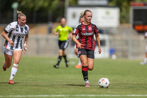 GER, Frankfurt, Eintracht Frankfurt II vs FC Ingolstadt, DFB, 2. Bundesliga, Fussball, Spielzeit 2026 2027, Stadion am Brentanobad, 2. Spieltag im Bild: Mia Büchele (Eintracht Frankfurt Frauen II ) DFB DFL REGULATIONS PROHIBIT ANY USE OF PHOTOGRAPHS AS IMAGE SEQUENCES AND OR QUASI-VIDEO, 09.08.2026 *** GER, Frankfurt, Eintracht Frankfurt II vs. FC Ingolstadt, DFB, 2. Bundesliga, Soccer, 2026–2027 Season, Stadion am Brentanobad, Matchday 2. Photo by Mia Büchele. Eintracht Frankfurt Women II. DFB. DFL regulations prohibit any use of photographs as image sequences and or quasi-video. August 9, 2026 Copyright: HMBxMedia HendrikxHamelau