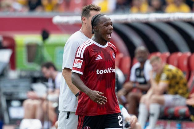 Torschuetze, Scorer Mohamed Ali Zoma (1. FC Nürnberg), Jubel nach dem Tor zum 2:0, jubelnd, bejubelt, jubelt, jubeln, Cheers after the goal, cheering, celebrated, cheers, cheering, emotions im 2. Bundesliga-Spiel zwischen dem 1. FC Nürnberg und Dynamo Dresden im Max-Morlock-Stadion, Nürnberg, Deutschland, am 9. August 2026. in action during the 2nd Bundesliga match between 1. FC Nuremberg and Dynamo Dresden at the Max-Morlock Stadium, Nuremberg, Germany, on August 9, 2026. DFB DFL REGULATIONS PROHIBIT ANY USE OF PHOTOGRAPHS AS IMAGE SEQUENCES AND OR QUASI-VIDEO, *** Goal scorer: Mohamed Ali Zoma, 1. FC Nürnberg, Celebration after the 2–0 goal, cheering, celebrated, cheers, cheering, emotions during the 2. Bundesliga match between 1 FC Nuremberg and Dynamo Dresden at the Max Morlock Stadium, Nuremberg, Germany, on August 9, 2026, in action during the 2nd Bundesliga match between 1 FC Nuremberg and Dynamo Dresden at the Max Morlock Stadium, Nuremberg, Germany, on August 9, 2026 DFB and DFL regulations prohibit any use of photographs as image sequences and or quasi-video, Copyright: HMBxMedia xHeikoxBecker