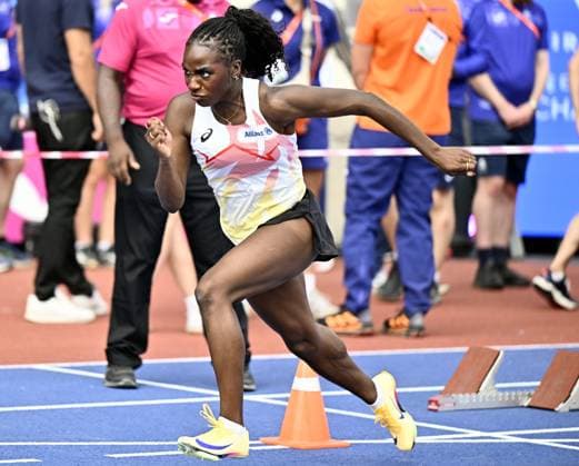 Belgian Yanla Ndjip-Nyemeck pictured in action during a training session in preparation of the European Athletics Championships (August 10ï¿½18), in Birmingham, United Kingdom, on Sunday 09 August 2026. ERICxLALMAND  x183015247x