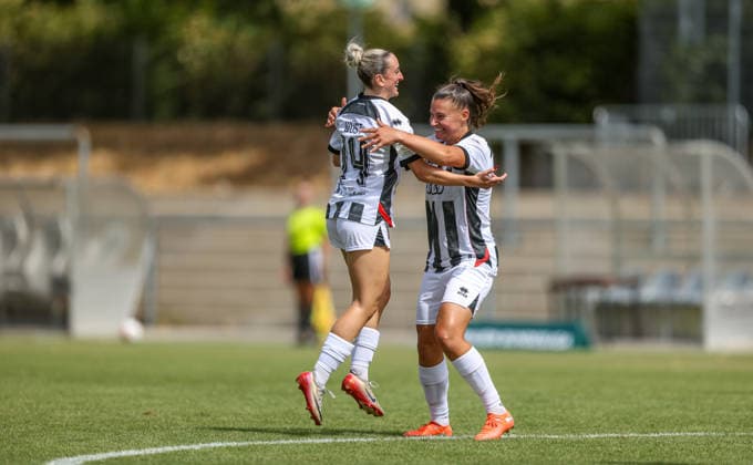 GER, Frankfurt, Eintracht Frankfurt II vs FC Ingolstadt, DFB, 2. Bundesliga, Fussball, Spielzeit 2026 2027, Stadion am Brentanobad, 2. Spieltag im Bild: Carina Wüst (FC Ingolstadt Frauen 14) erzielt das Tor zum 0.1, Tor, Jubel und Freude, Emotionen DFB DFL REGULATIONS PROHIBIT ANY USE OF PHOTOGRAPHS AS IMAGE SEQUENCES AND OR QUASI-VIDEO, 09.08.2026 *** GER, Frankfurt, Eintracht Frankfurt II vs. FC Ingolstadt, DFB, 2. Bundesliga, Soccer, 2026–2027 Season, Stadion am Brentanobad, Matchday 2: Carina Wüst of FC Ingolstadt Women’s U-14 scores the goal to make it 0–1, Goal, celebration and joy, emotions. DFB and DFL regulations prohibit any use of photographs as image sequences and or quasi-video. September 8, 2026 Copyright: HMBxMedia HendrikxHamelau
