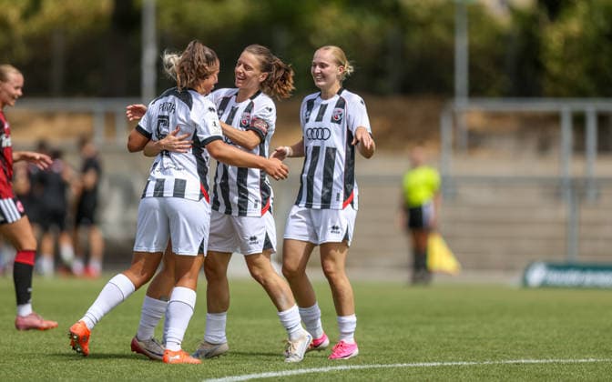 GER, Frankfurt, Eintracht Frankfurt II vs FC Ingolstadt, DFB, 2. Bundesliga, Fussball, Spielzeit 2026 2027, Stadion am Brentanobad, 2. Spieltag im Bild: Carina Wüst (FC Ingolstadt Frauen 14) erzielt das Tor zum 0.1, Tor, Jubel und Freude, Emotionen DFB DFL REGULATIONS PROHIBIT ANY USE OF PHOTOGRAPHS AS IMAGE SEQUENCES AND OR QUASI-VIDEO, 09.08.2026 *** GER, Frankfurt, Eintracht Frankfurt II vs. FC Ingolstadt, DFB, 2. Bundesliga, Soccer, 2026–2027 Season, Stadion am Brentanobad, Matchday 2: Carina Wüst of FC Ingolstadt Women’s U-14 scores the goal to make it 0–1, Goal, celebration and joy, emotions. DFB and DFL regulations prohibit any use of photographs as image sequences and or quasi-video. September 8, 2026 Copyright: HMBxMedia HendrikxHamelau