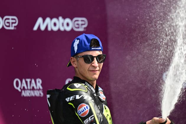 motor racing, Motorsport Moto GP Qatar Airways Grand Prix of Great Britain Superfile Trackhouse MotoGP Team rider Raul Fernandez (25) sprays Prosecco during the Moto GP Qatar Airways Grand Prix of Great Britain at Silverstone, Towcester, UK on 9 August 2026. Towcester Silverstone Northamptonshire UK Editorial use only , Copyright: xDennisxGoodwinx PSI-24671-0036