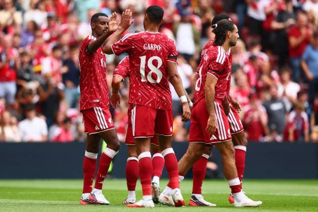 Alexander Isak of Liverpool scores to make it 1-0 and celebrates Liverpool v Monaco, Pre Season Friendly, Football, Anfield, Liverpool, UK - 09 Aug 2026Liverpool Anfield United Kingdom EDITORIAL USE ONLY No use with unauthorised audio, video, data, fixture lists, club league logos or live services. Online in-match use limited to 120 images, no video emulation. No use in betting, games or single club league player publications.  Copyright: xPaulxCurrie Shutterstockx 17051142ag
