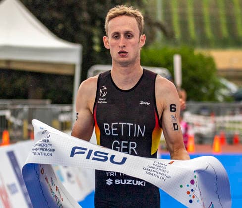 August 9, 2026, Nyon, Vaud, Switzerland: Nyon Switzerland, 08 09 2026: BETTIN BENEDIKT of Germany wins the race and takes the gold medal at the international university championship during FISU World University Championship Triathlon Nyon 2026 (International University Sports Federation). The NyonTriathlon is the final of the FISU World University Triathlon Championship which also the 37th edition and took place at Nyon in Vaud in Switzerland. FISU World University Championship Triathlon Nyon 2026  - ZUMAd206 20260809_zip_d206_008 Copyright: xEricxDubostx