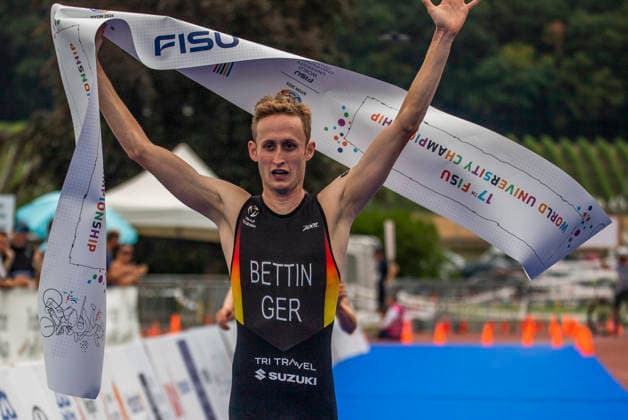 August 9, 2026, Nyon, Vaud, Switzerland: Nyon Switzerland, 08 09 2026: BETTIN BENEDIKT of Germany wins the race and takes the gold medal at the international university championship during FISU World University Championship Triathlon Nyon 2026 (International University Sports Federation). The NyonTriathlon is the final of the FISU World University Triathlon Championship which also the 37th edition and took place at Nyon in Vaud in Switzerland. FISU World University Championship Triathlon Nyon 2026  - ZUMAd206 20260809_zip_d206_012 Copyright: xEricxDubostx