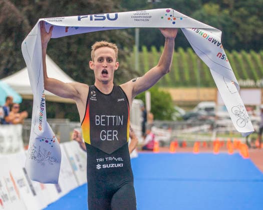 August 9, 2026, Nyon, Vaud, Switzerland: Nyon Switzerland, 08 09 2026: BETTIN BENEDIKT of Germany wins the race and takes the gold medal at the international university championship during FISU World University Championship Triathlon Nyon 2026 (International University Sports Federation). The NyonTriathlon is the final of the FISU World University Triathlon Championship which also the 37th edition and took place at Nyon in Vaud in Switzerland. FISU World University Championship Triathlon Nyon 2026  - ZUMAd206 20260809_zip_d206_013 Copyright: xEricxDubostx