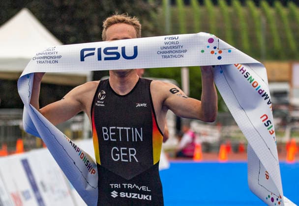 August 9, 2026, Nyon, Vaud, Switzerland: Nyon Switzerland, 08 09 2026: BETTIN BENEDIKT of Germany wins the race and takes the gold medal at the international university championship during FISU World University Championship Triathlon Nyon 2026 (International University Sports Federation). The NyonTriathlon is the final of the FISU World University Triathlon Championship which also the 37th edition and took place at Nyon in Vaud in Switzerland. Nyon Switzerland - ZUMAd206 20260809_zip_d206_007 Copyright: xEricxDubostx