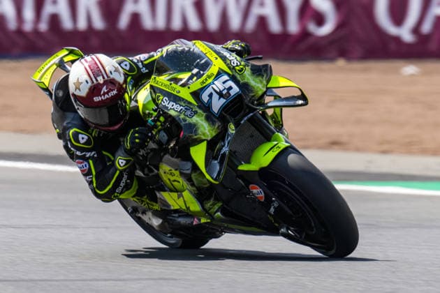 Raul Fernandez (Spain) of the SuperFile Trackhouse MotoGP Team ( 25) on his way to winning the MotoGP Race at Round 12 of the 2026 Qatar Airways Grand Prix of Great Britain at Silverstone Circuit, Towcester, England on the 9 August 2026.  Copyright: xDavidxHornx PMI-7310-0283