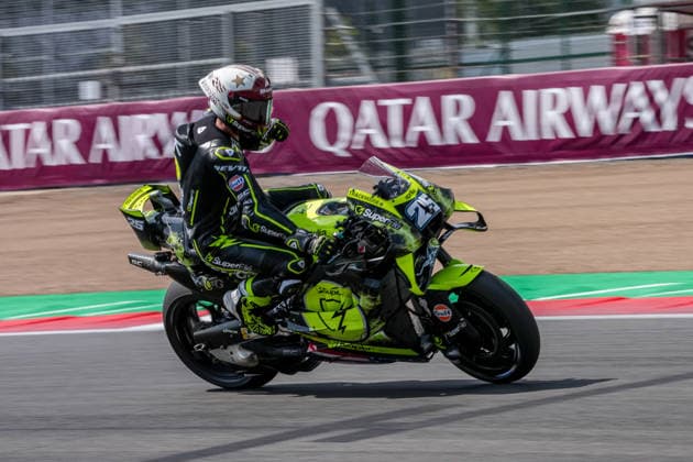 Raul Fernandez (Spain) of the SuperFile Trackhouse MotoGP Team ( 25) celebrates after winning the MotoGP Race at Round 12 of the 2026 Qatar Airways Grand Prix of Great Britain at Silverstone Circuit, Towcester, England on the 9 August 2026.  Copyright: xDavidxHornx PMI-7310-0285