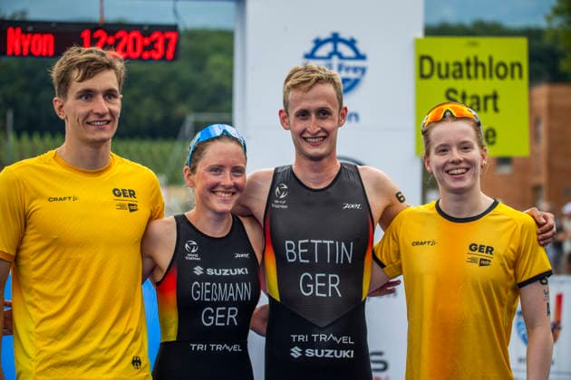 August 9, 2026, Nyon, Vaud, Switzerland: Nyon Switzerland, 08 09 2026: The TEAM GERMANY celebrates his victory during FISU World University Championship Triathlon Nyon 2026 (International University Sports Federation). The NyonTriathlon is the final of the FISU World University Triathlon Championship which also the 37th edition and took place at Nyon in Vaud in Switzerland. Nyon Switzerland - ZUMAd206 20260809_zip_d206_016 Copyright: xEricxDubostx