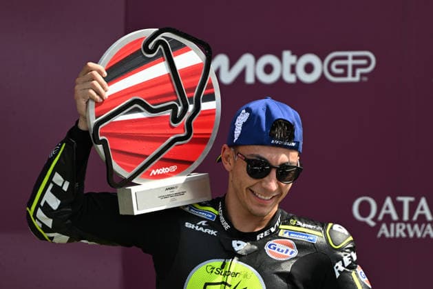 RECORD DATE NOT STATED 9th August 2026; Silverstone Circuit, Northamptonshire, England; 2026 MotoGP Grand Prix of Great Britain, Race Day; Raul Fernandez of SuperFile Trackhouse MotoGP Team with the winners trophy SimonxWest