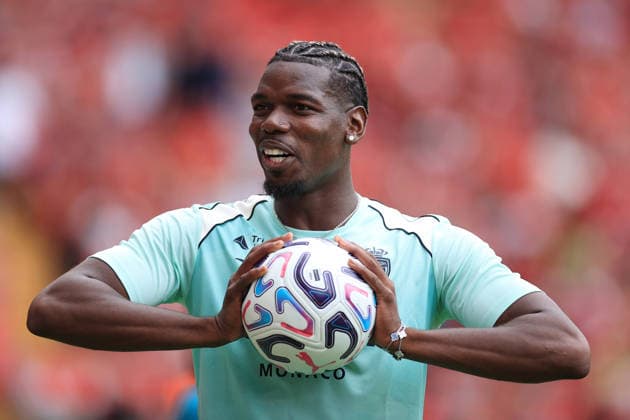 Football - Pre-Season Friendly - Liverpool v AS Monaco 9th August 2026 - Pre-Season Friendly - Liverpool v AS Monaco - Paul Pogba of AS Monaco - Photo: Simon Stacpoole Offside. Liverpool UK *** Fußball-Vorbereitungsspiel: Liverpool gegen AS Monaco, 9. August 2026 Vorbereitungsspiel: Liverpool gegen AS Monaco Paul Pogba vom AS Monaco Foto: Simon Stacpoole Offside Liverpool, Großbritannien  Copyright: xSimonxStacpoolexOffside