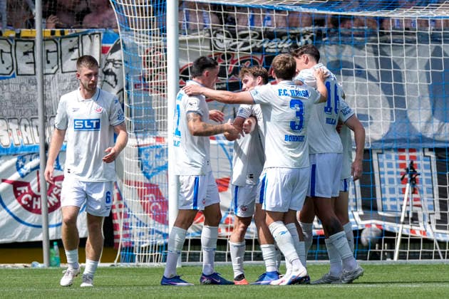 Spieler vom F.C. Hansa Rostock, jubeln über das Tor zum 2.3, Jubel, Torjubel, Torerfolg, celebrate the goal, goal, celebration, jubelt ueber das Tor, Freuen, Freude, freut sich, optimistisch, positiv, Spielszene, Highlight, Action, Aktion, 09.08.2026, Sinsheim (Deutschland), Fussball, 3. Liga, TSG 1899 Hoffenheim II - Hansa Rostock, DFB DFL REGULATIONS PROHIBIT ANY USE OF PHOTOGRAPHS AS IMAGE SEQUENCES AND OR QUASI-VIDEO. *** Players from F.C. Hansa Rostock celebrate the goal that made the score 2–3, Celebration, goal celebration, goal scored, celebrating the goal, goal, celebration, cheering the goal, joy, happiness, happy, optimistic, positive, game scene, highlight, action, 09 08 2026, Sinsheim, Germany, soccer, 3rd Division, TSG 1899 Hoffenheim II vs. Hansa Rostock, DFB and DFL regulations prohibit any use of photographs as image sequences and or quasi-video xozx