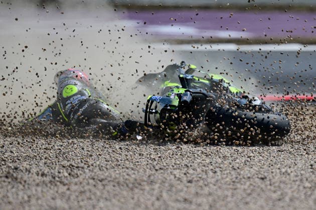 motor racing, Motorsport Moto GP Qatar Airways Grand Prix of Great Britain Trackhouse MotoGP Team rider Ai Ogura (79) crashes during the Moto GP Qatar Airways Grand Prix of Great Britain at Silverstone, Towcester, UK on 9 August 2026. Towcester Silverstone Northamptonshire UK Editorial use only , Copyright: xDennisxGoodwinx PSI-24671-0063