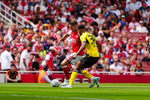 Viktor Gyökeres (FC Arsenal, 14), Filippo Mane (Borussia Dortmund, 39) GER, FC Arsenal vs. Borussia Dortmund, Fußball, Emirates Cup 2026, Saison 2026 2027, 09.08.2026 GER, FC Arsenal vs. Borussia Dortmund, Fußball, Emirates Cup 2026, Saison 2026 2027, 09.08.2026 London *** Viktor Gyökeres, Arsenal, 14; Filippo Mane, Borussia Dortmund, 39 (GER); Arsenal vs. Borussia Dortmund, Soccer, Emirates Cup 2026, 2026–2027 Season, August 9, 2026 GER, Arsenal FC vs. Borussia Dortmund, Soccer, Emirates Cup 2026, 2026–2027 Season, August 9, 2026 London Copyright: xEibner-Pressefoto MarcelxvonxFehrnx EP_MFN_P