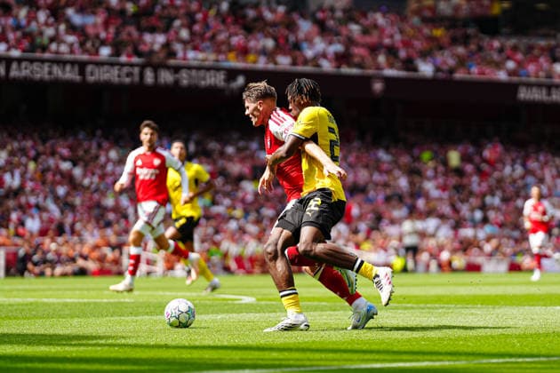 Viktor Gyökeres (FC Arsenal, 14), Joane Gadou (Borussia Dortmund, 22) GER, FC Arsenal vs. Borussia Dortmund, Fußball, Emirates Cup 2026, Saison 2026 2027, 09.08.2026 GER, FC Arsenal vs. Borussia Dortmund, Fußball, Emirates Cup 2026, Saison 2026 2027, 09.08.2026 London *** Viktor Gyökeres, Arsenal FC, 14; Joane Gadou, Borussia Dortmund, 22 (GER); Arsenal FC vs. Borussia Dortmund, soccer, Emirates Cup 2026, 2026–2027 season, August 9, 2026 GER, Arsenal FC vs. Borussia Dortmund, Soccer, 2026 Emirates Cup, 2026–2027 Season, August 9, 2026 London Copyright: xEibner-Pressefoto MarcelxvonxFehrnx EP_MFN_P