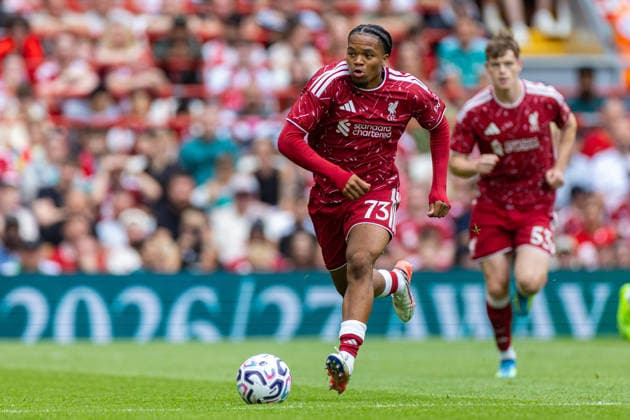 Football - Pre-Season Friendly - Liverpool FC v AS Monaco LIVERPOOL, ENGLAND - Saturday, August 8, 2026: Liverpool s Rio Ngumoha during a pre-season friendly match between Liverpool FC and AS Monaco FC at Anfield. (Photo by David Rawcliffe Propaganda) LIVERPOOL Anfield MERSEYSIDE ENGLAND  Copyright: xDavidxRawcliffex P2026-08-09-Liverpool_Monaco-120