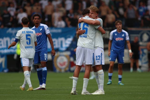 Freudenjubel, Lukas Wallner (FC Hansa Rostock, 16), GER, TSG Hoffenheim II - Hansa Rostock Fussball 1.Spieltag Spielzeit 2026 2027 3.Liga 09.08.2026 (DFL DFB REGULATIONS PROHIBIT ANY USE OF PHOTOGRAPHS as IMAGE SEQUENCES and or QUASI-VIDEO). GER TSG Hoffenheim II - Hansa Rostock Fussball 1.Spieltag Spielzeit 2026 2027 09.08.2026 Hoffenheim *** Celebration, Lukas Wallner, FC Hansa Rostock, 16, GER, TSG Hoffenheim II vs. Hansa Rostock Soccer Matchday 1, 2026–2027 Season, 3. Liga, August 9, 2026. DFL and DFB regulations prohibit any use of photographs as image sequences and or quasi-videoVIDEO GER TSG Hoffenheim II Hansa Rostock Soccer Matchday 1, 2026–2027 Season, August 9, 2026, Hoffenheim Copyright: xEibner-Pressefoto JoergxHirschx EP_JHH