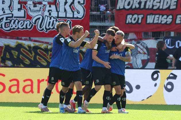 09.08.2026, xrekx, Fussball 3.Liga, 1.FC Saarbruecken - Rot-Weiss Essen v.l. Torjubel nach dem Tor zum celebrating the goal celebrate 2:2 durch Christian Kuehlwetter (1. FC Saarbruecken) mit Florian Pick (1. FC Saarbruecken) (DFL DFB REGULATIONS PROHIBIT ANY USE OF PHOTOGRAPHS as IMAGE SEQUENCES and or QUASI-VIDEO) Saarbruecken *** August 9, 2026, xrekx, Soccer 3rd Division, 1 FC Saarbrücken vs. Rot-Weiss Essen: Goal celebration after Christian Kuehlwetter scored the 2-2 goal. 1 FC Saarbrücken with Florian Pick. 1 FC Saarbrücken. DFL and DFB regulations prohibit any use of photographs as image material.QUENCES and or QUASI-VIDEO Saarbruecken