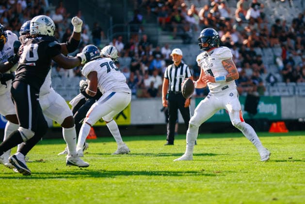 AMERICAN FOOTBALL - EFA, Raiders vs Musketeers INNSBRUCK,AUSTRIA,09.AUG.26 - AMERICAN FOOTBALL - EFA, Raiders Tirol vs Paris Musketeers. Image shows Zach Edwards (Paris Musketeers).  GEPAxpictures xOleskiixMarusyk