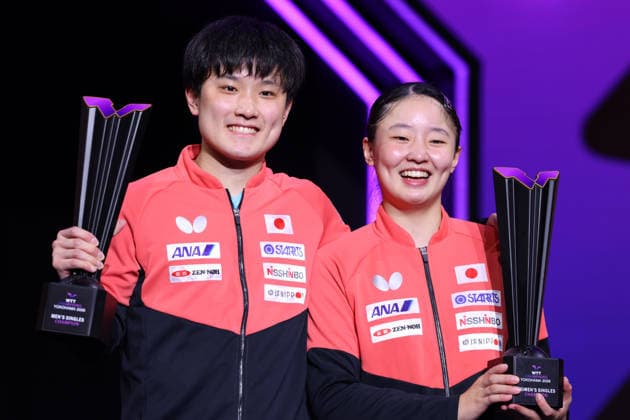 (L-R) Tomokazu Harimoto, Miwa Harimoto (JPN), AUGUST 9, 2026 - Table tennis, Tischtennis : WTT Champions Yokohama 2026 Men s & Women s Award Ceremony at Yokohama BUNTAI, Kanagawa, Japan.  aflo_340458079 YUTAKAx