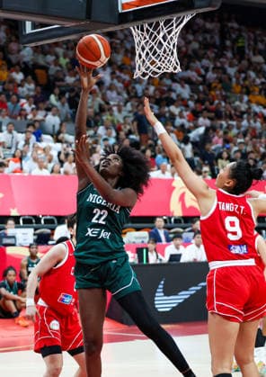 (260809) -- HAIKOU, Aug. 9, 2026 -- Blessing Ejiofor (C) of Nigeria competes during a friendly basketball match between China and Nigeria in Haikou, south China s Hainan Province, Aug. 9, 2026. ) (SP)CHINA-HAIKOU-BASKETBALL-FRIENDLY-CHINA VS NIGERIA (CN) YangxGuanyu 