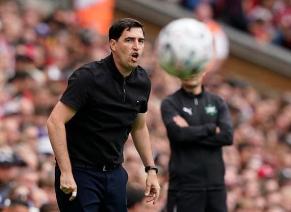 Liverpool, England, 9th August 2026. Liverpool manager Andoni Iraola during the Liverpool vs AS Monaco Pre Season Friendly match at Anfield, Liverpool. Picture credit should read: Andrew Yates Sportimage EDITORIAL USE ONLY. No use with unauthorised audio, video, data, fixture lists, club league logos or live services. Online in-match use limited to 120 images, no video emulation. No use in betting, games or single club league player publications. SPI_014_AY_LIVERPOOL_MONACO SPI-4893-0008
