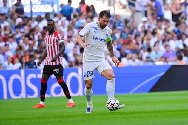 FOOTBALL : Olympique de Marseille VS Athletic Club Bilbao - 09 08 2026 Pierre-Emile Hojbjerg (OM) - Pre-season friendly between Olympique de Marseille and Athletic Club Bilbao on August 9, 2026 at the CEPAC Velodrome Stadium in Marseille. MarseilleFrance  Copyright: xWilliamxCannarellax
