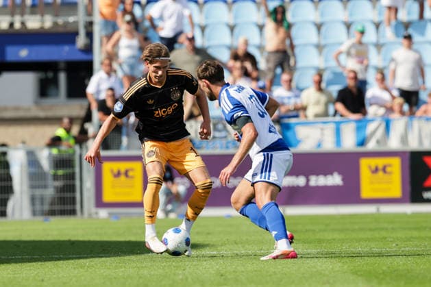 RECORD DATE NOT STATED 9th August 2026; MAC3PARK Stadion, Zwolle, Netherlands; Eredivisie Football, PEC Zwolle versus Ajax; Mika Godts of Ajax dribbles with the ball AnthonyxBenoit