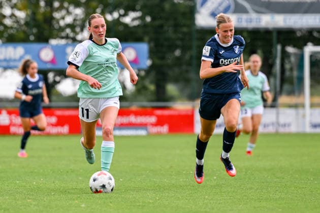 09.08.2026, Fußball, 2. Frauen-Bundesliga, 2026 2027, 2. Spieltag,SC Sand - SG 99 Andernach Ina Keller (im mintfarbenen Trikot) mit ihrem ersten Startelf-Einsatz. *** August 9, 2026, Soccer, Women s Bundesliga 2, 2026–2027, Matchday 2, SC Sand vs. SG 99 Andernach: Ina Keller, wearing a mint-colored jersey, makes her first start