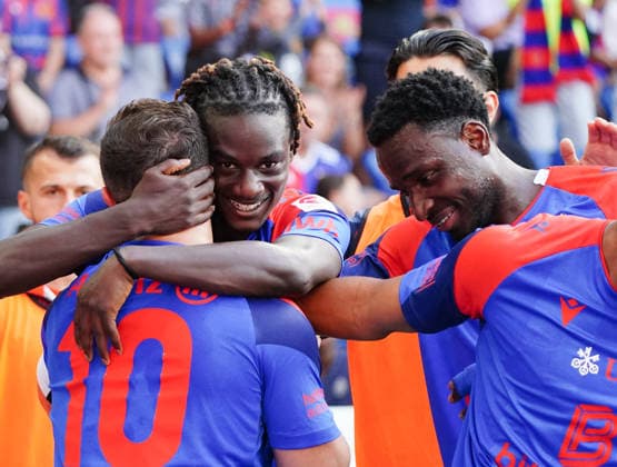 09.08.2026 Schweiz Fussball Herren Super League Saison 2026-2027 FC Basel - FC Thun 4:2 Bild Die Torschuetzen Xherdan Shaqiri und Asana Sow,rechts Kazeem Olaigabe alle FC Basel. *** August 9, 2026 Swiss Men s Soccer Super League 2026–2027 Season FC Basel vs. FC Thun 4–2 Photo: Goal scorers Xherdan Shaqiri and Asana Sow; on the right, Kazeem Olaigabe—all of FC Basel 