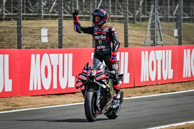 RECORD DATE NOT STATED 9th August 2026; Silverstone Circuit, Northamptonshire, England; 2026 MotoGP Grand Prix of Great Britain, Race Day; Jorge Martin of the Aprilia Racing Team after finishing second in the Qatar Airways Grand Prix Of Great Britain MotoGP GodfreyxPitt