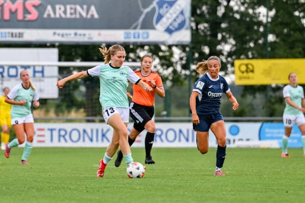 09.08.2026, Fußball, 2. Frauen-Bundesliga, 2026 2027, 2. Spieltag,SC Sand - SG 99 Andernach Marlene Ganßer (am Ball) brachte die Bäckermädchen in Führung. *** August 9, 2026, Soccer, Women s Bundesliga 2, 2026–2027, Matchday 2, SC Sand vs. SG 99 Andernach: Marlene Ganßer put the Bäckermädchen ahead