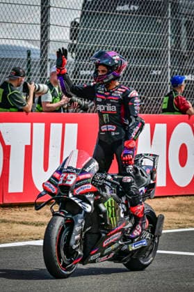 RECORD DATE NOT STATED 9th August 2026; Silverstone Circuit, Northamptonshire, England; 2026 MotoGP Grand Prix of Great Britain, Race Day; Jorge Martin of the Aprilia Racing Team after finishing second in the Qatar Airways Grand Prix Of Great Britain MotoGP GodfreyxPitt