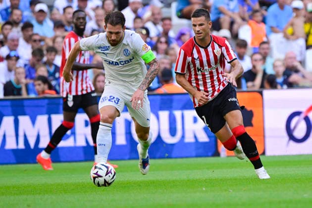 FOOTBALL : Olympique de Marseille VS Athletic Club Bilbao - 09 08 2026 Pierre-Emile Hojbjerg (OM) - Pre-season friendly between Olympique de Marseille and Athletic Club Bilbao on August 9, 2026 at the CEPAC Velodrome Stadium in Marseille. MarseilleFrance  Copyright: xWilliamxCannarellax