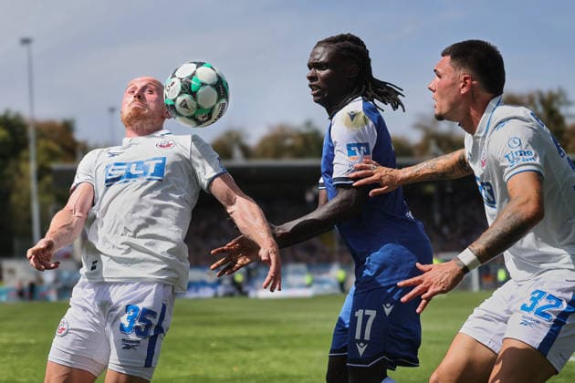 v.li.Maximillian Krauss (FC Hansa Rostock, 35),Blessing Makanda (TSG Hoffenheim II, 17),Niklas Koelle (FC Hansa Rostock, 32) GER, TSG Hoffenheim II - Hansa Rostock Fussball 1.Spieltag Spielzeit 2026 2027 3.Liga 09.08.2026 (DFL DFB REGULATIONS PROHIBIT ANY USE OF PHOTOGRAPHS as IMAGE SEQUENCES and or QUASI-VIDEO). GER TSG Hoffenheim II - Hansa Rostock Fussball 1.Spieltag Spielzeit 2026 2027 09.08.2026 Hoffenheim *** From left: Maximillian Krauss, FC Hansa Rostock, 35; Blessing Makanda, TSG Hoffenheim II, 17; Niklas Koelle, FC Hansa Rostock, 32 (GER), TSG Hoffenheim II vs. Hansa Rostock Soccer Matchday 1, 2026–2027 Season, 3rd League, August 9, 2026. DFL and DFB regulations prohibit any use of photographs as image sequences and or quasi-videoVIDEO GER TSG Hoffenheim II Hansa Rostock Soccer Matchday 1 Season 2026–2027 August 9, 2026 Hoffenheim Copyright: xEibner-Pressefoto JoergxHirschx EP_JHH