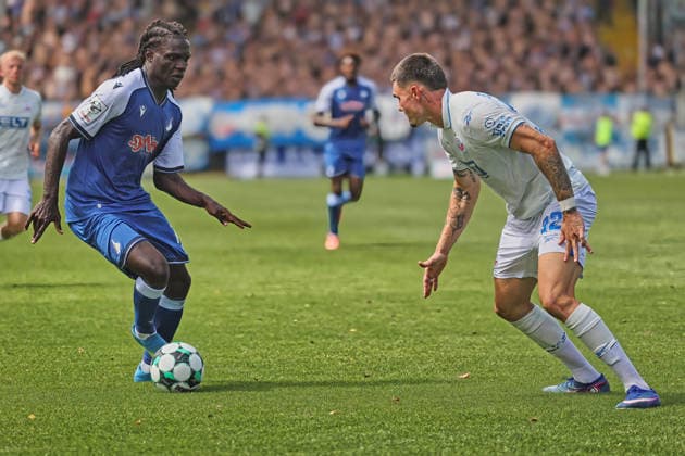 v.li.Blessing Makanda (TSG Hoffenheim II, 17),Niklas Koelle (FC Hansa Rostock, 32) GER, TSG Hoffenheim II - Hansa Rostock Fussball 1.Spieltag Spielzeit 2026 2027 3.Liga 09.08.2026 (DFL DFB REGULATIONS PROHIBIT ANY USE OF PHOTOGRAPHS as IMAGE SEQUENCES and or QUASI-VIDEO). GER TSG Hoffenheim II - Hansa Rostock Fussball 1.Spieltag Spielzeit 2026 2027 09.08.2026 Hoffenheim *** From left: Blessing Makanda (TSG Hoffenheim II), 17; Niklas Koelle (FC Hansa Rostock), 32 (GER), TSG Hoffenheim II vs. Hansa Rostock Soccer Matchday 1, 2026–2027 Season, 3rd Division, September 8, 2026. DFL and DFB regulations prohibit any use of photographs as image sequences and or quasi-videoVIDEO GER TSG Hoffenheim II Hansa Rostock Soccer Matchday 1 Season 2026–2027 August 9, 2026 Hoffenheim Copyright: xEibner-Pressefoto JoergxHirschx EP_JHH