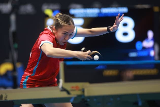 2026 WTT Europe Smash - Sweden - Qualifications Day 2 Ho Tin-Tin of England competes against Audrey Zarif of France during the women s singles qualifying round 2 at the 2026 Europe Smash at the Baltiska Hallen in Malmo, Sweden, on August 9, 2026. Malmo Sweden  Copyright: xRemyxGrosx originalFilename:gros-europesm260809_npxjr.jpg