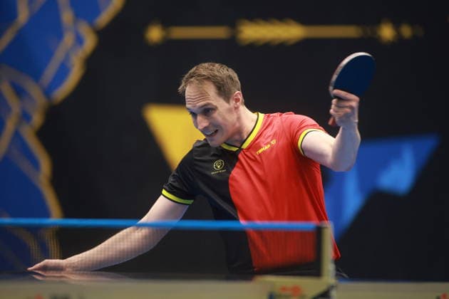 2026 WTT Europe Smash - Sweden - Qualifications Day 2 Cedric Nyutinck of Belgium competes against Martin Allegro of Belgium during the Men s Singles qualifying round 2 at the 2026 Europe Smash at the Baltiska Hallen in Malmo, Sweden, on August 9, 2026. Malmo Sweden  Copyright: xRemyxGrosx originalFilename:gros-europesm260809_npt5H.jpg