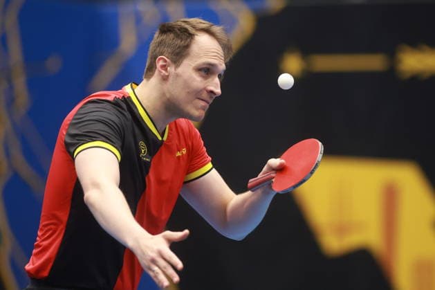 2026 WTT Europe Smash - Sweden - Qualifications Day 2 Cedric Nyutinck of Belgium competes against Martin Allegro of Belgium during the Men s Singles qualifying round 2 at the 2026 Europe Smash at the Baltiska Hallen in Malmo, Sweden, on August 9, 2026. Malmo Sweden  Copyright: xRemyxGrosx originalFilename:gros-europesm260809_nptP9.jpg