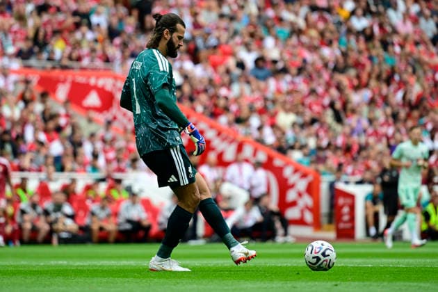 Liverpool v AS Monaco Pre-Season Friendly Liverpool goalkeeper Alisson Becker passes the ball during the Pre-Season Friendly match at Anfield, Liverpool 09 08 2026 UK Newspapers OUT Copyright: xChrisxNuttonx FIL-23743-0066