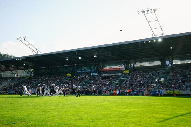 AMERICAN FOOTBALL - EFA, Raiders vs Musketeers INNSBRUCK,AUSTRIA,09.AUG.26 - AMERICAN FOOTBALL - EFA, Raiders Tirol vs Paris Musketeers. Image shows an overview.  GEPAxpictures xOleskiixMarusyk