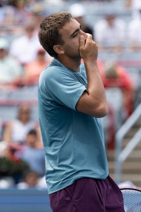 August 9, 2026, Montreal, Quebec, Canada: DANIEL MERIDA from Spain reaction in match against Tallon Griekspoor from Nederlands in round of 16 at Canadian Open at IGA stadium in Montreal, Quebec, Canada on 2026-08-09 Montreal Canada - ZUMAl189 20260809_zsp_l189_008 Copyright: xYannickxLegarex