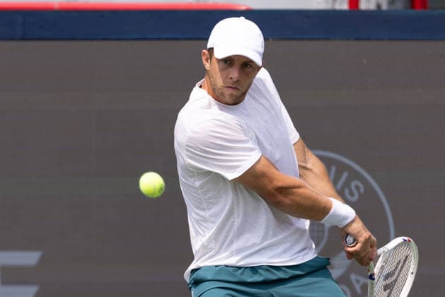 August 9, 2026, Montreal, Quebec, Canada: TALLON GRIEKSPOOR from Nederlands backhand in match against Daniel Merida from Spain in round of 16 at Canadian Open at IGA stadium in Montreal, Quebec, Canada on 2026-08-09 Montreal Canada - ZUMAl189 20260809_zsp_l189_013 Copyright: xYannickxLegarex