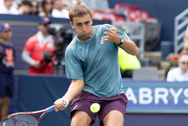 August 9, 2026, Montreal, Quebec, Canada: DANIEL MERIDA from Spain forehand in match against Tallon Griekspoor from Nederlands in round of 16 at Canadian Open at IGA stadium in Montreal, Quebec, Canada on 2026-08-09 TENNIS: Canadian Open Montreal 2026  - ZUMAl189 20260809_zsp_l189_011 Copyright: xYannickxLegarex