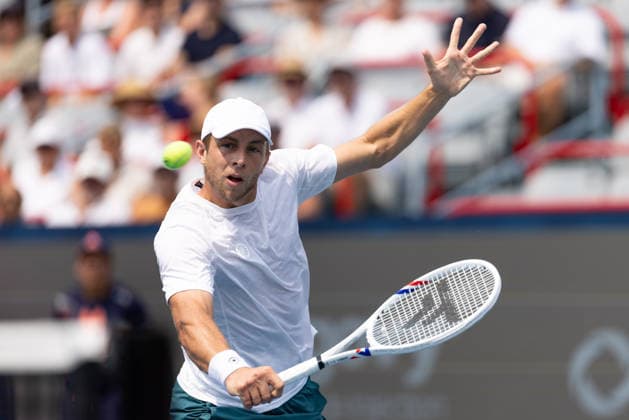 August 9, 2026, Montreal, Quebec, Canada: TALLON GRIEKSPOOR from Nederlands backhand in match against Daniel Merida from Spain in round of 16 at Canadian Open at IGA stadium in Montreal, Quebec, Canada on 2026-08-09 Montreal Canada - ZUMAl189 20260809_zsp_l189_017 Copyright: xYannickxLegarex
