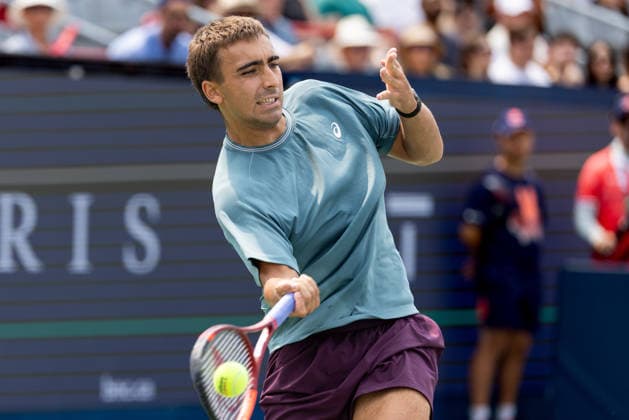 August 9, 2026, Montreal, Quebec, Canada: DANIEL MERIDA from Spain forehand in match against Tallon Griekspoor from Nederlands in round of 16 at Canadian Open at IGA stadium in Montreal, Quebec, Canada on 2026-08-09 TENNIS: Canadian Open Montreal 2026  - ZUMAl189 20260809_zsp_l189_016 Copyright: xYannickxLegarex
