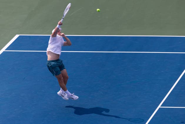 August 9, 2026, Montreal, Quebec, Canada: TALLON GRIEKSPOOR from Nederlands smash in match against Daniel Merida from Spain in round of 16 at Canadian Open at IGA stadium in Montreal, Quebec, Canada on 2026-08-09 TENNIS: Canadian Open Montreal 2026  - ZUMAl189 20260809_zsp_l189_025 Copyright: xYannickxLegarex