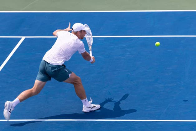 August 9, 2026, Montreal, Quebec, Canada: TALLON GRIEKSPOOR from Nederlands volley in match against Daniel Merida from Spain in round of 16 at Canadian Open at IGA stadium in Montreal, Quebec, Canada on 2026-08-09 TENNIS: Canadian Open Montreal 2026  - ZUMAl189 20260809_zsp_l189_029 Copyright: xYannickxLegarex
